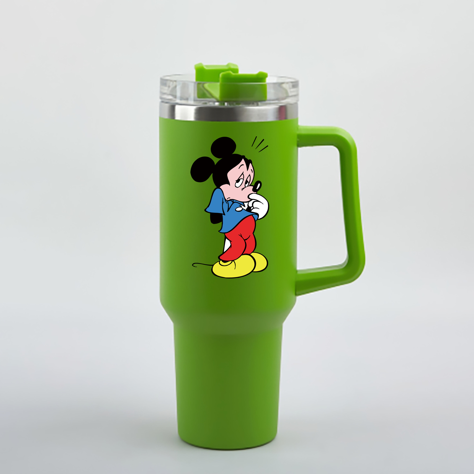 （画像用） ミッキーマウス Mickey Mouse 1200mL車用タンブラー - クリスタルステッカー（プラスチックストロー付き）